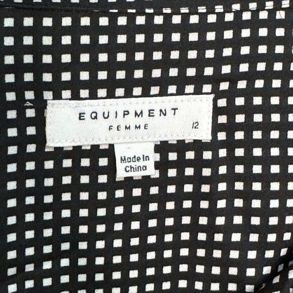 Equipment Dress Size 12 Black White Long Sleeve Short Bancort NEW $450 - Picture 4 of 9
